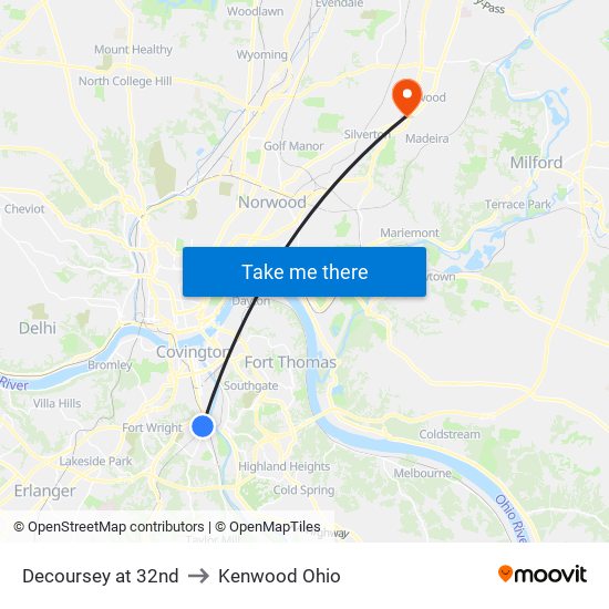 Decoursey at 32nd to Kenwood Ohio map