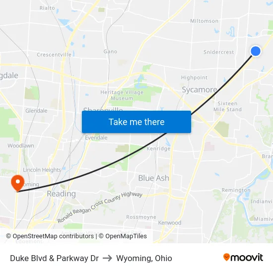 Duke Blvd & Parkway Dr to Wyoming, Ohio map