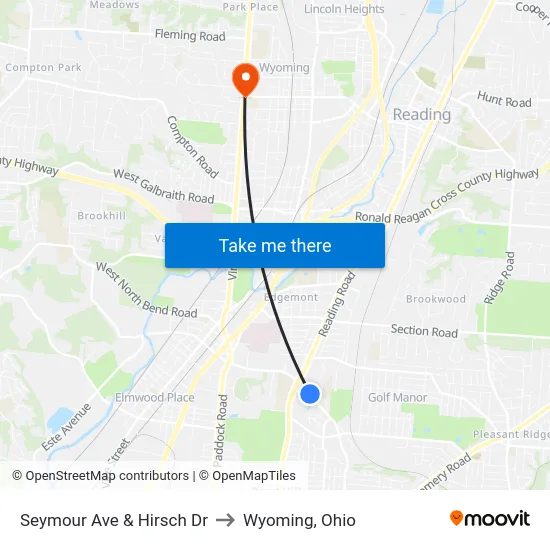 Seymour Ave & Hirsch Dr to Wyoming, Ohio map