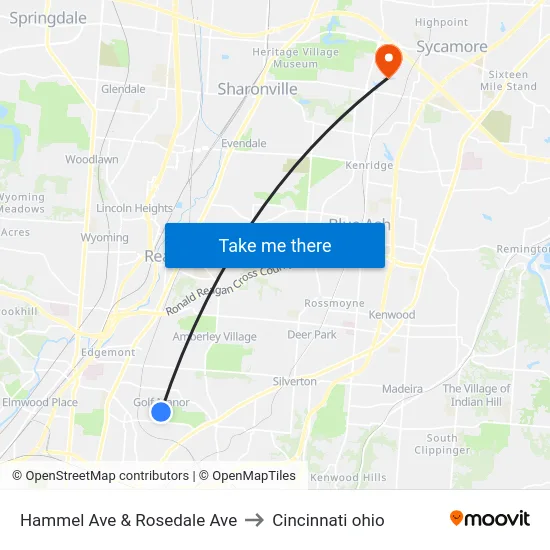 Hammel Ave & Rosedale Ave to Cincinnati ohio map
