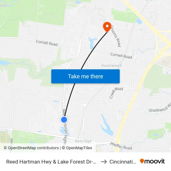 Reed Hartman Hwy & Lake Forest Dr-Southbound to Cincinnati ohio map