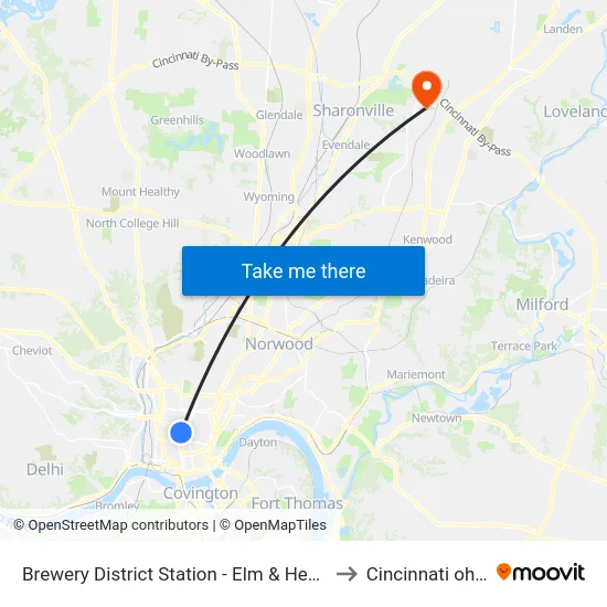 Brewery District Station - Elm & Henry to Cincinnati ohio map