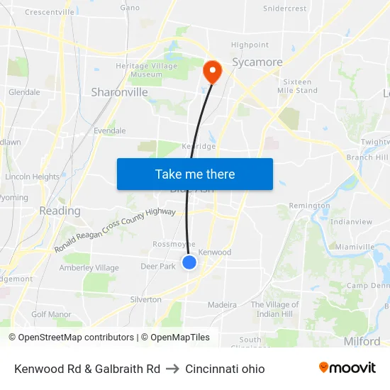 Kenwood Rd & Galbraith Rd to Cincinnati ohio map