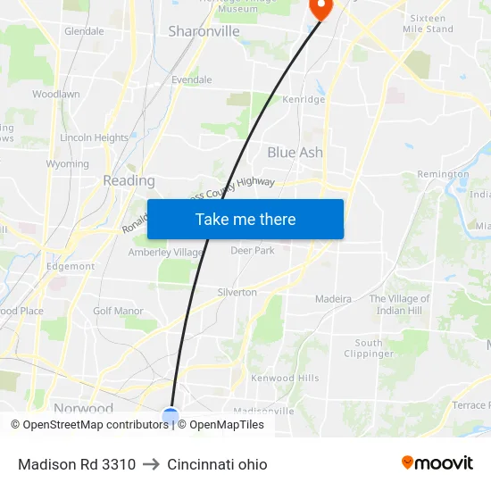 Madison Rd 3310 to Cincinnati ohio map