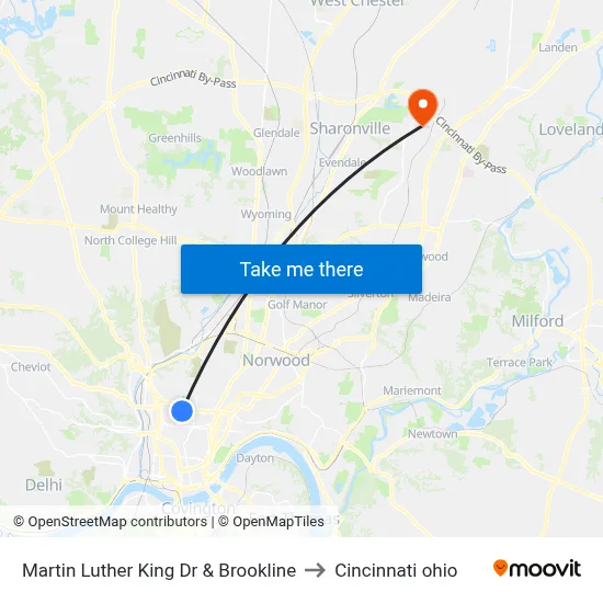 Martin Luther King Dr & Brookline to Cincinnati ohio map