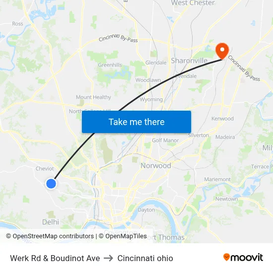 Werk Rd & Boudinot Ave to Cincinnati ohio map