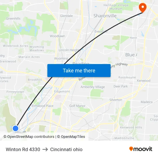 Winton Rd 4330 to Cincinnati ohio map