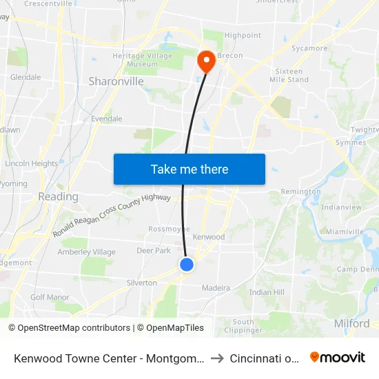 Kenwood Towne Center - Montgomery to Cincinnati ohio map