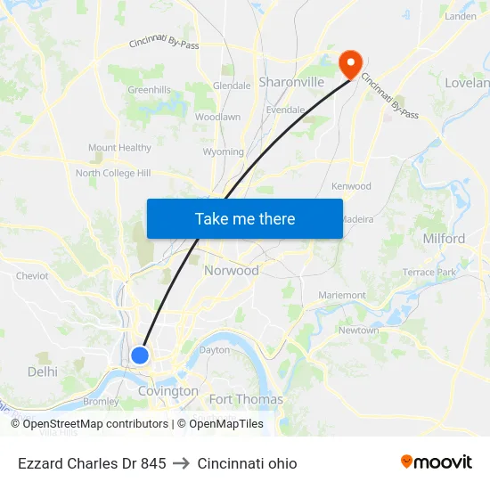 Ezzard Charles Dr 845 to Cincinnati ohio map