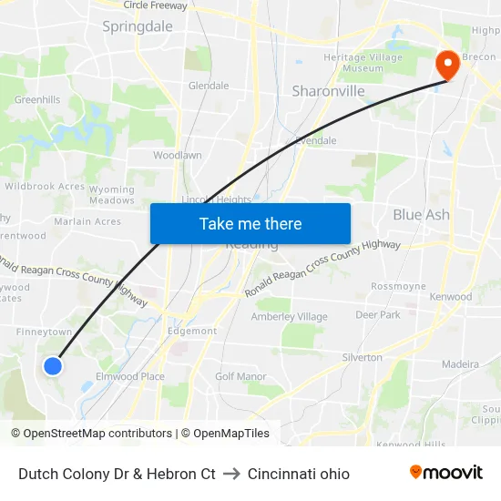 Dutch Colony Dr & Hebron Ct to Cincinnati ohio map