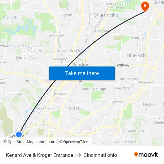 Kenard Ave & Kroger Entrance to Cincinnati ohio map