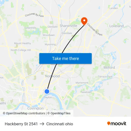 Hackberry St 2541 to Cincinnati ohio map