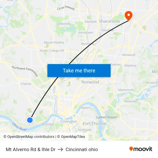 Mt Alverno Rd & Ihle Dr to Cincinnati ohio map