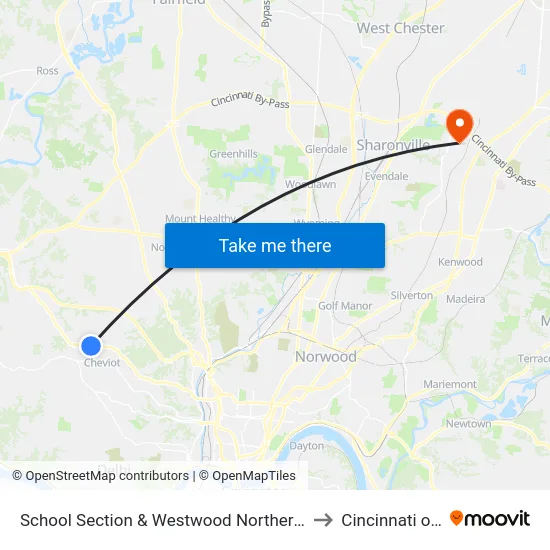 School Section & Westwood Northern Blvd to Cincinnati ohio map