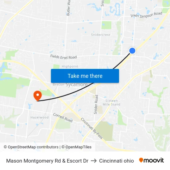 Mason Montgomery Rd & Escort Dr to Cincinnati ohio map