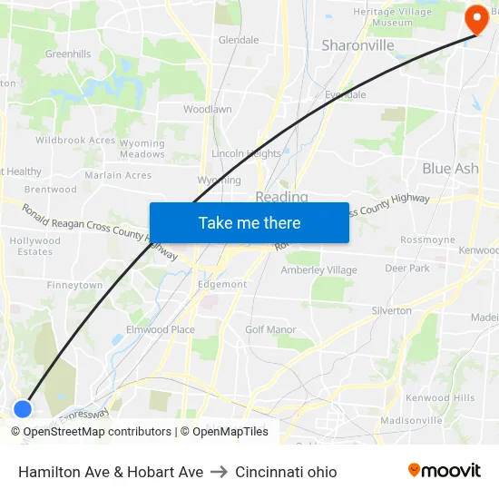 Hamilton Ave & Hobart Ave to Cincinnati ohio map