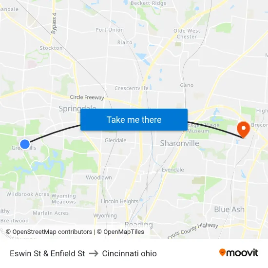 Eswin St & Enfield St to Cincinnati ohio map