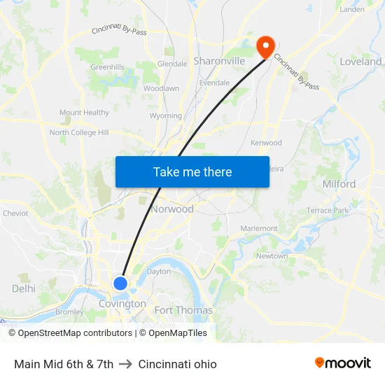 Main Mid 6th & 7th to Cincinnati ohio map