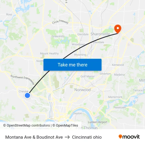 Montana  Ave & Boudinot Ave to Cincinnati ohio map