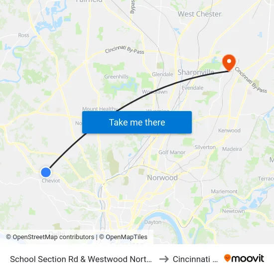 School Section Rd & Westwood Northern Blvd to Cincinnati ohio map