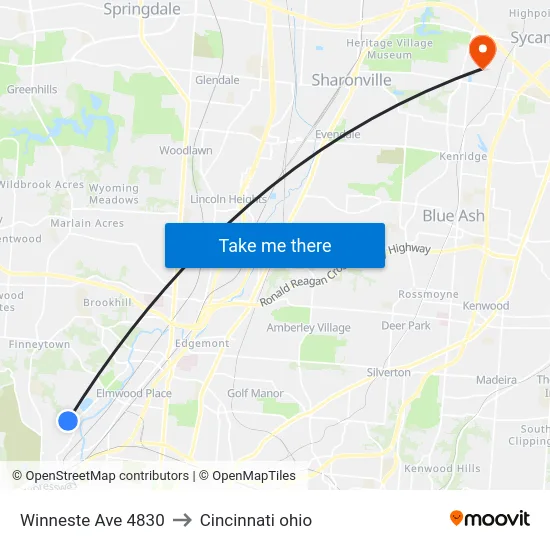 Winneste Ave 4830 to Cincinnati ohio map