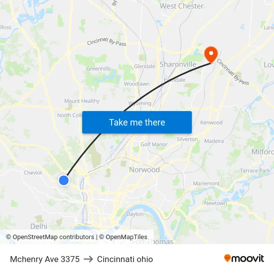 Mchenry Ave 3375 to Cincinnati ohio map
