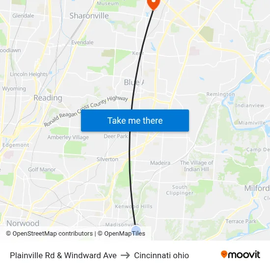 Plainville Rd & Windward Ave to Cincinnati ohio map