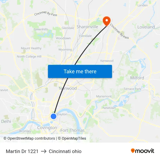 Martin Dr 1221 to Cincinnati ohio map