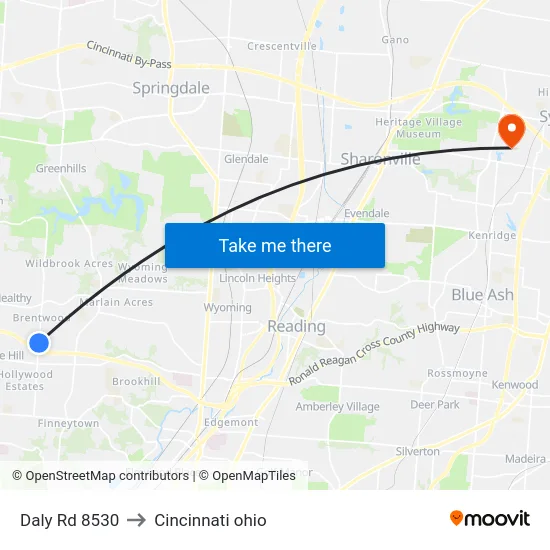 Daly Rd 8530 to Cincinnati ohio map