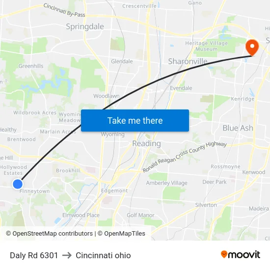 Daly Rd 6301 to Cincinnati ohio map