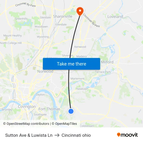 Sutton Ave & Luwista Ln to Cincinnati ohio map