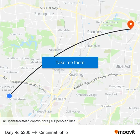 Daly Rd 6300 to Cincinnati ohio map