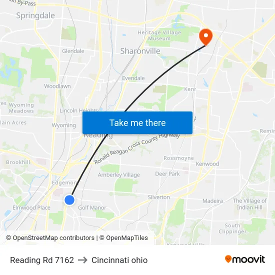 Reading Rd 7162 to Cincinnati ohio map