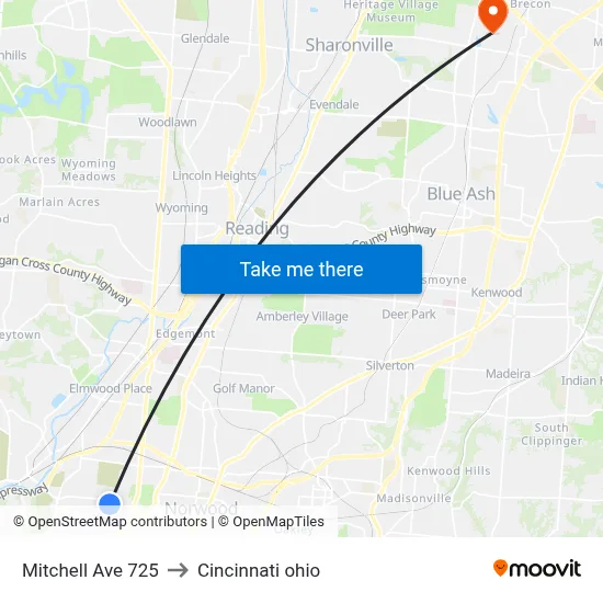 Mitchell Ave 725 to Cincinnati ohio map