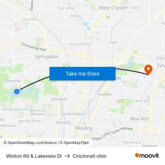 Winton Rd & Lakeview Dr to Cincinnati ohio map
