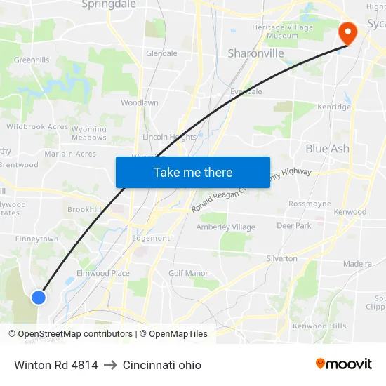 Winton Rd 4814 to Cincinnati ohio map
