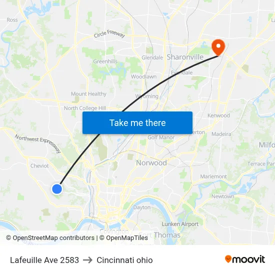 Lafeuille Ave 2583 to Cincinnati ohio map