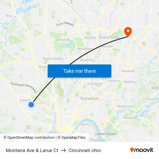 Montana Ave & Larue Ct to Cincinnati ohio map