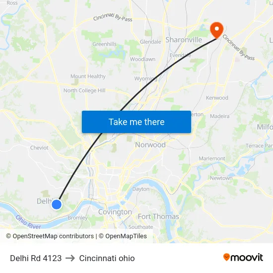 Delhi Rd 4123 to Cincinnati ohio map