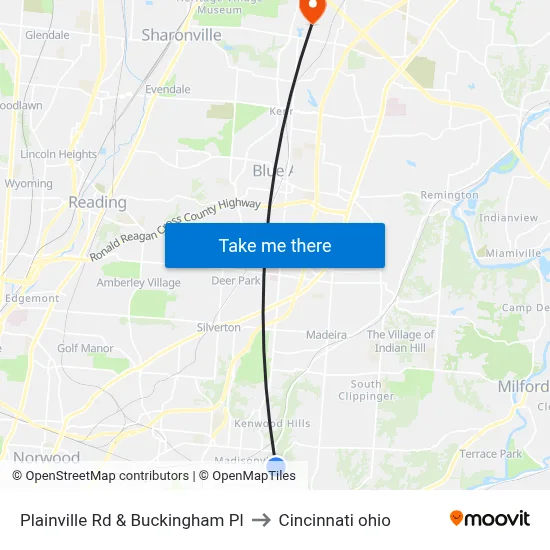 Plainville Rd & Buckingham Pl to Cincinnati ohio map