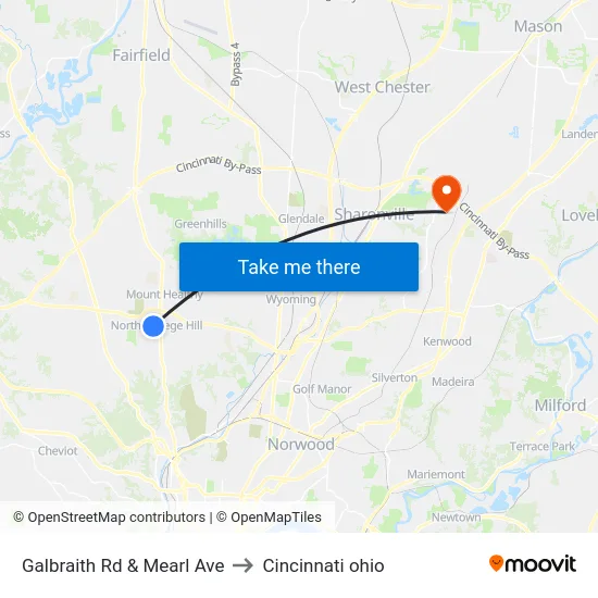 Galbraith Rd & Mearl Ave to Cincinnati ohio map