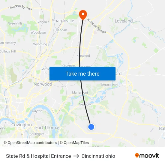 State Rd & Hospital Entrance to Cincinnati ohio map