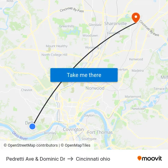 Pedretti Ave & Dominic Dr to Cincinnati ohio map