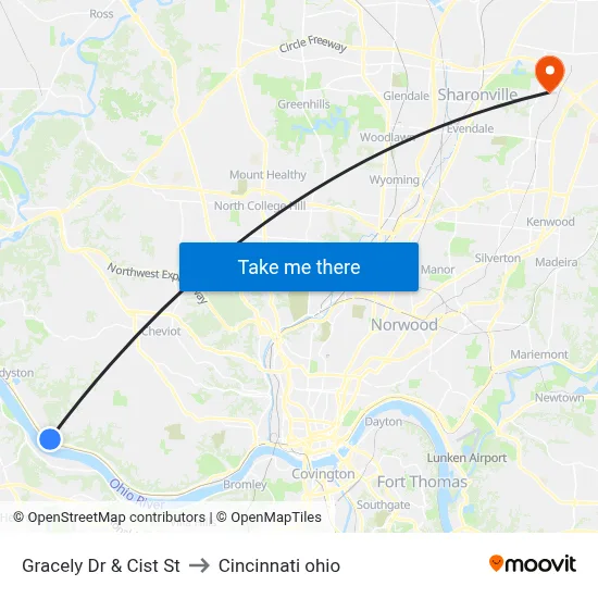 Gracely Dr & Cist St to Cincinnati ohio map