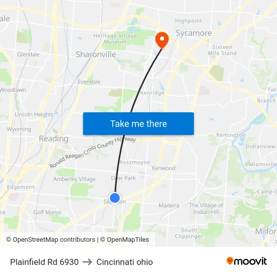 Plainfield Rd 6930 to Cincinnati ohio map