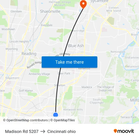 Madison Rd 5207 to Cincinnati ohio map