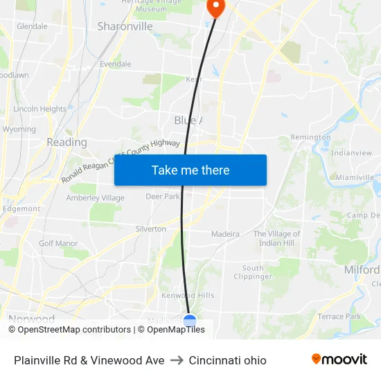 Plainville Rd & Vinewood Ave to Cincinnati ohio map