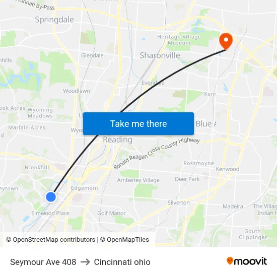 Seymour Ave 408 to Cincinnati ohio map