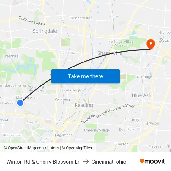Winton Rd & Cherry Blossom Ln to Cincinnati ohio map