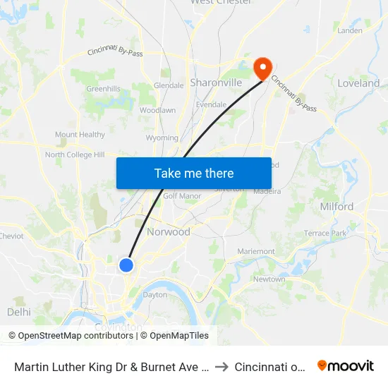 Martin Luther King Dr & Burnet Ave Eb to Cincinnati ohio map